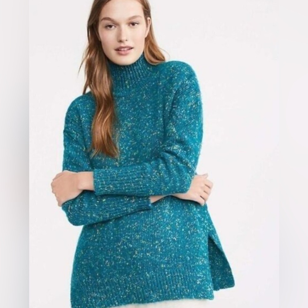 lou and grey aqua flecked turtleneck sweater
